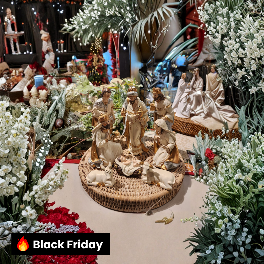 PRESÉPIO EM RESINA DOURADO 9 PÇS