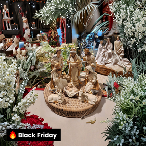 PRESÉPIO EM RESINA DOURADO 9 PÇS