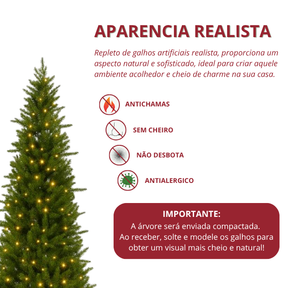 Árvore de Natal Nevada 180/210m - com Luzes LED Quentes e Multicoloridas