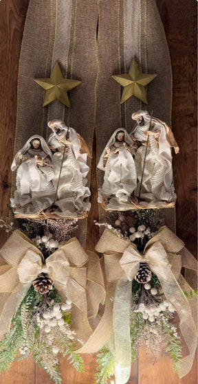 Escapulário Sagrada Família Natalino com Laço e Pinheiro