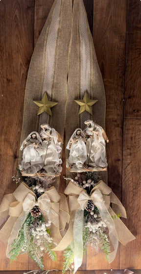 Escapulário Sagrada Família Natalino com Laço e Pinheiro