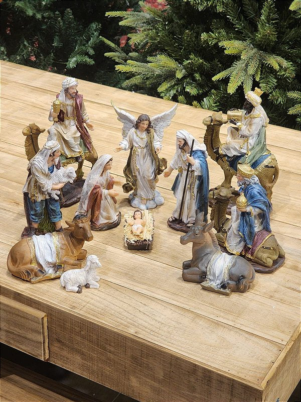 PRESÉPIO DE RESINA LUXO 11 PÇS