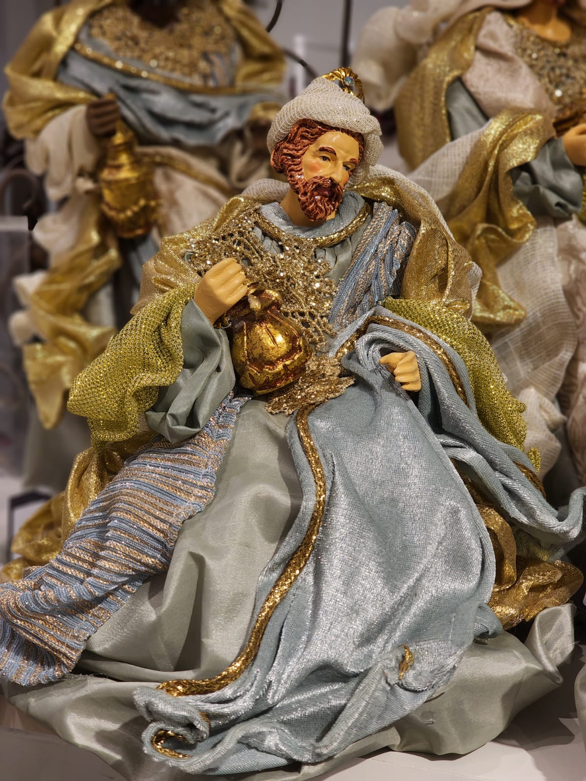 PRESÉPIO DE LUXO SACRA AZUL 28CM 4 PÇS